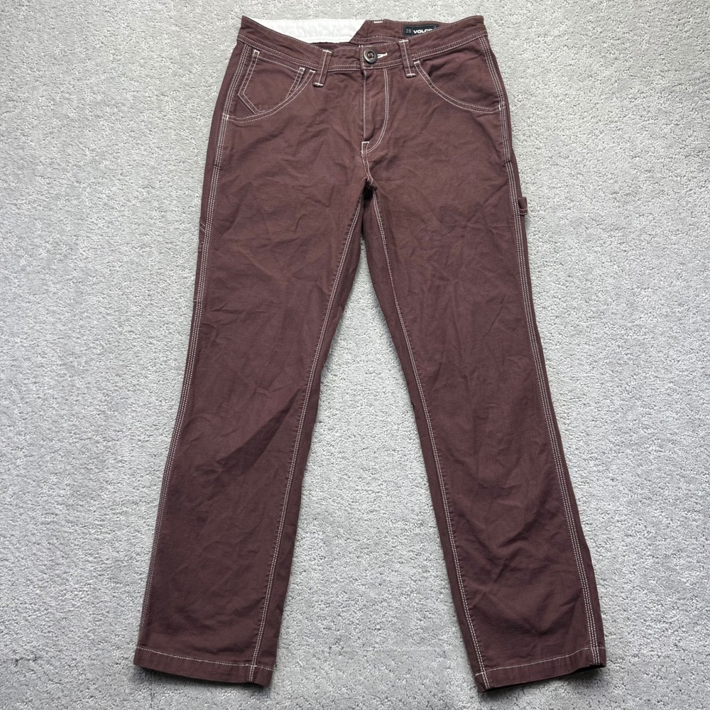 Volcom Pants Mens 28x28.5 Burgandy Brown Contrast Stitch Carpenter Utility Skate